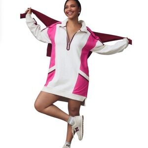 Anthropologie Pink and White Athletics Dress